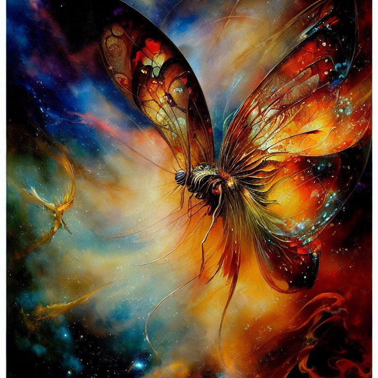 Colorful Butterfly Fantasy Artwork with Cosmic Background