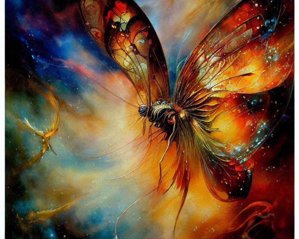 Colorful Butterfly Fantasy Artwork with Cosmic Background