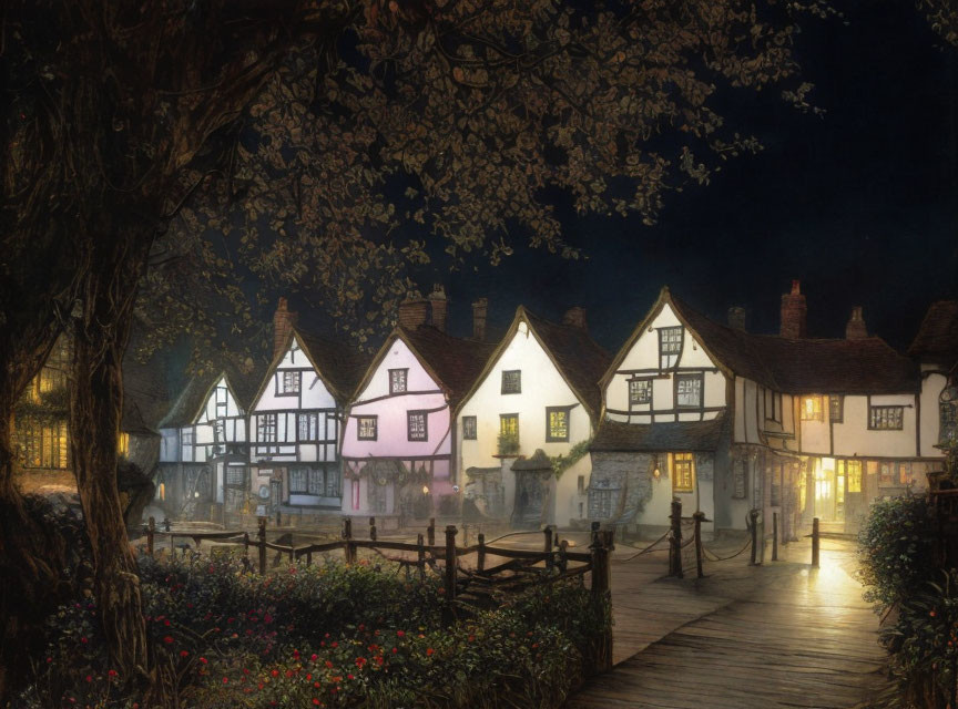A village at nighttime