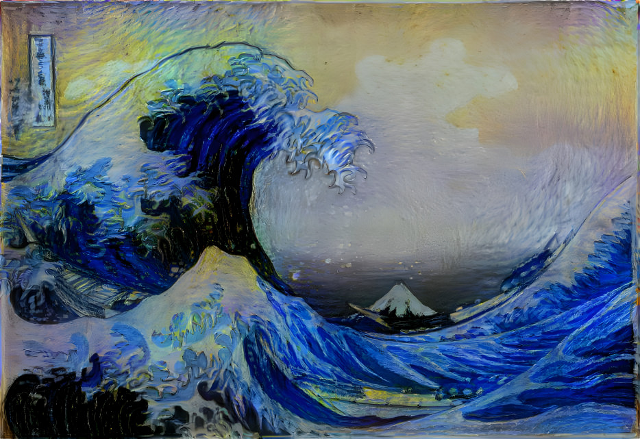 The Great Wave in a starry night