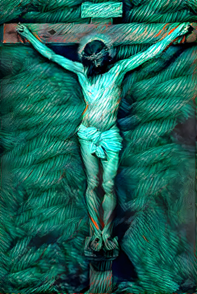 Jesus in green