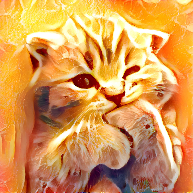 orange eating cat