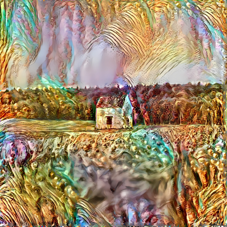 Lonely house in a field
