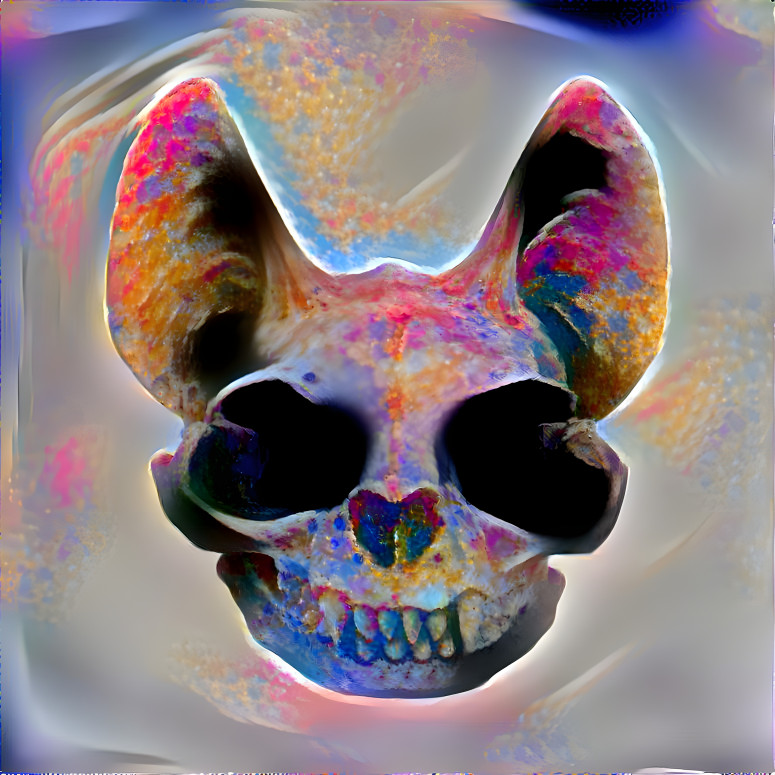 colorful cat skull