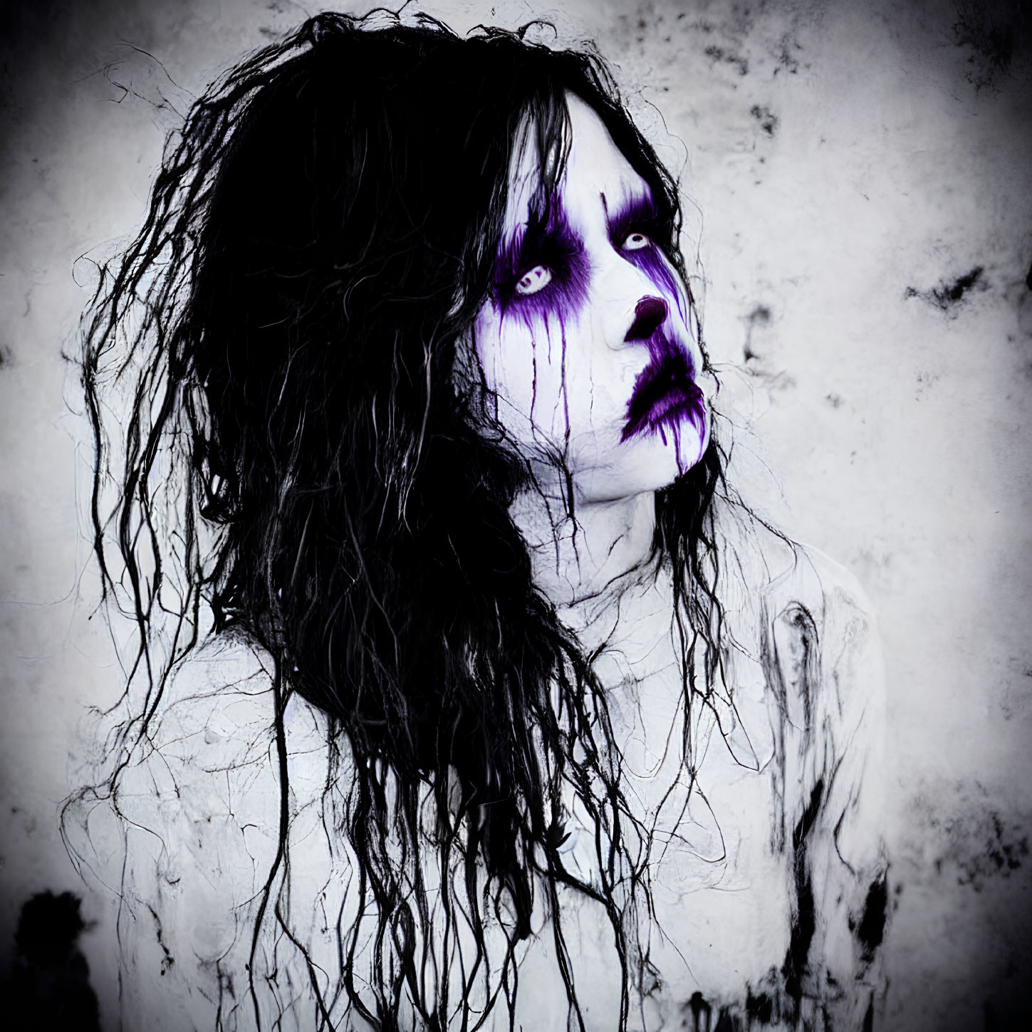 Dark Hair and Gothic Makeup with Purple Accents