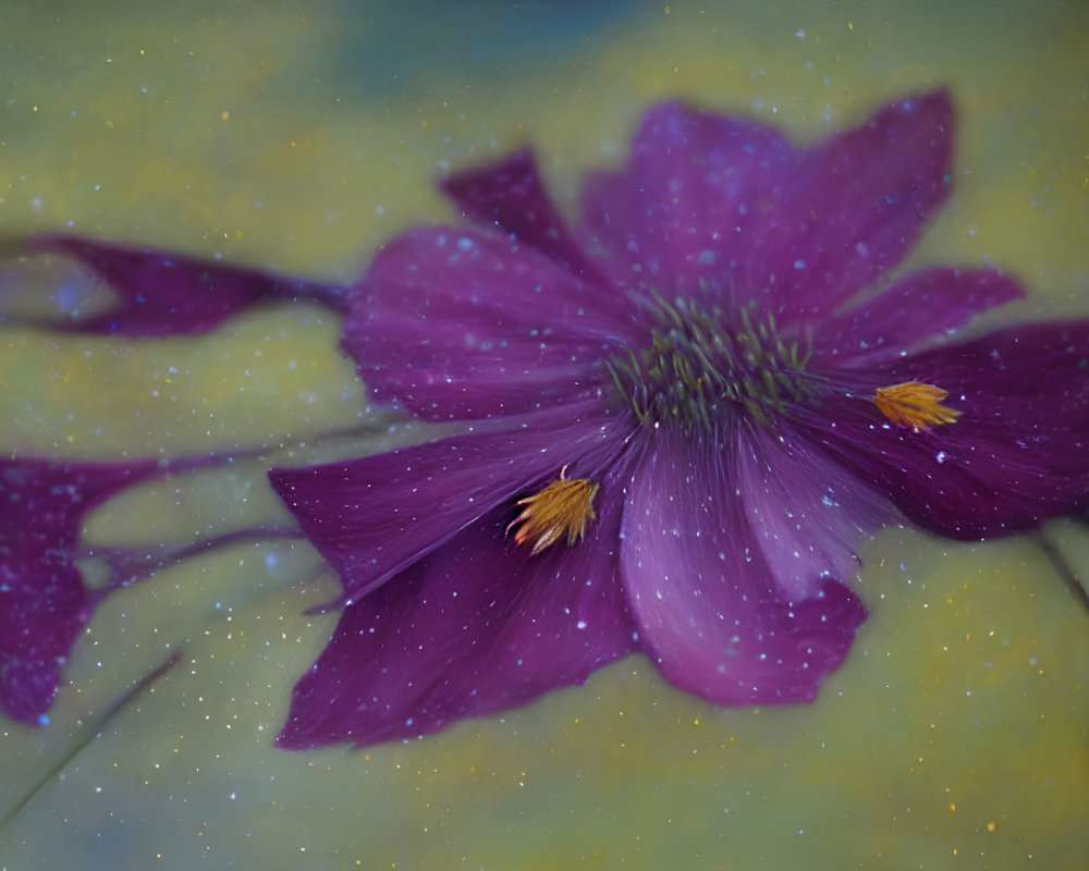 Purple Flower Against Starry Night Sky Background