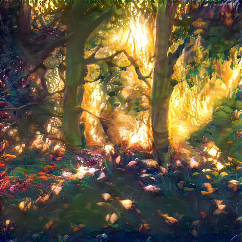 Sunlight Entering a Shade in a Forest