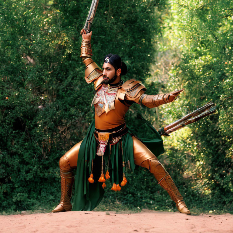 Elaborate Historical or Fantasy Warrior Costume with Sword and Shield