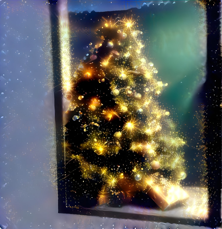 Christmas Tree Behind a Window