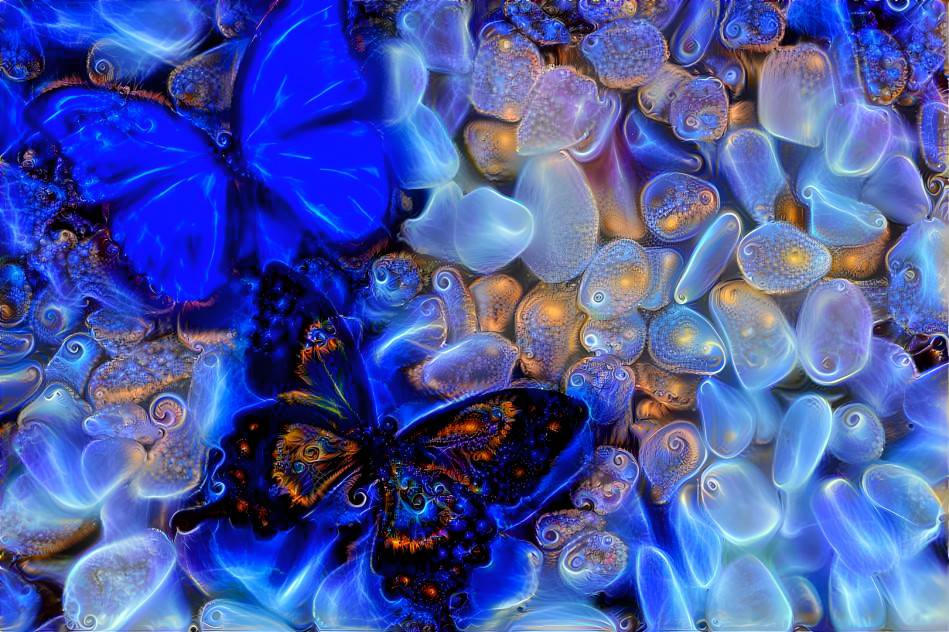 Butterflies on the glowing stones