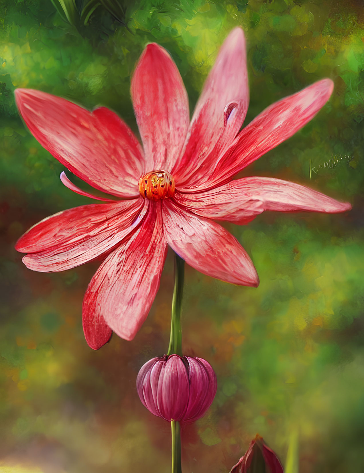 Detailed Pink Lily Flower Against Soft Green Background