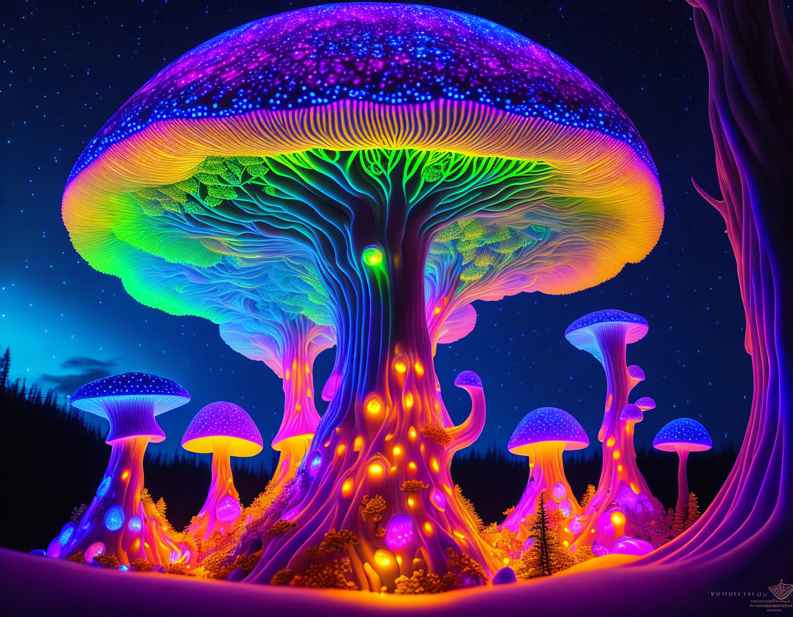 glowing magic mushrooms