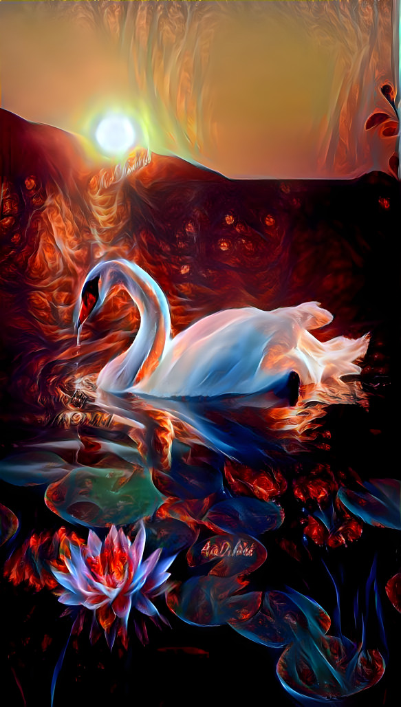 swan in red