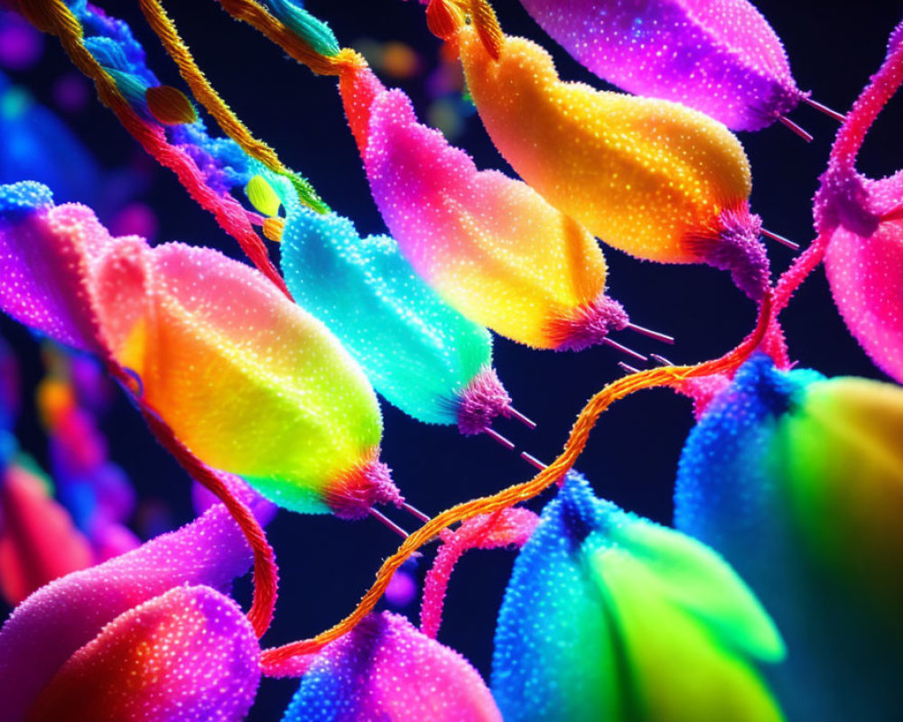 Vibrant Stylized Plant Cells or Leaves Microscopic Image