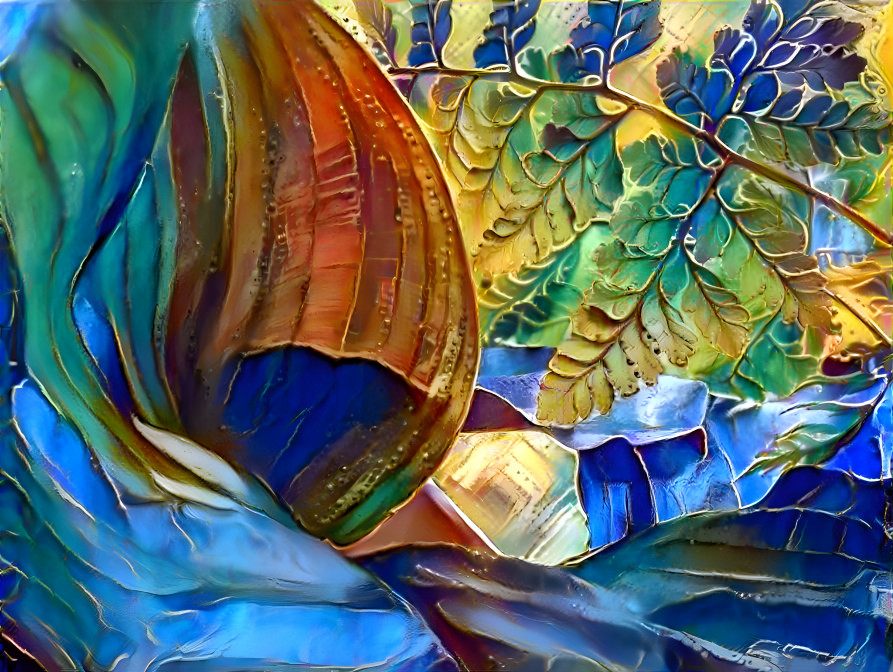 Calathea and Fern, Stained Glass
