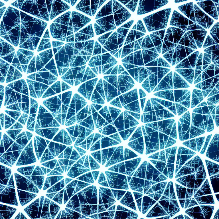 Abstract network of interconnected blue lines on dark background