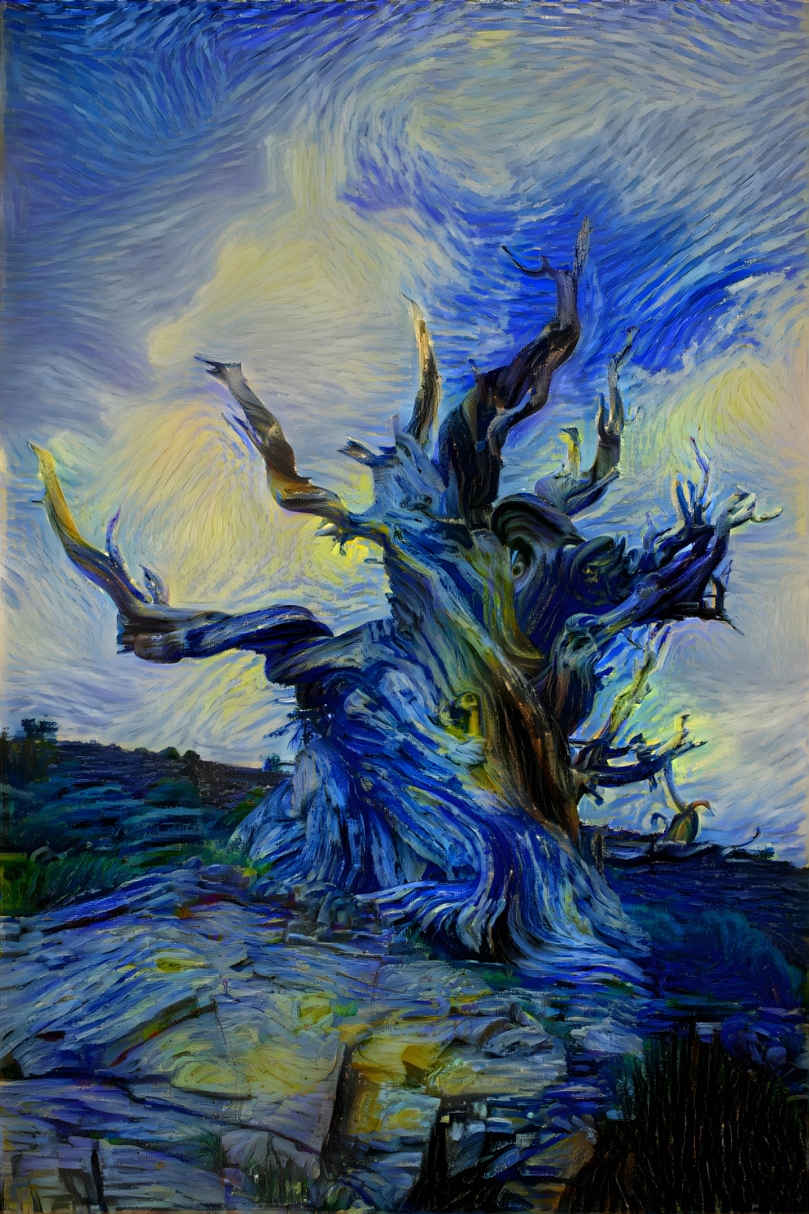 Tree in blue 