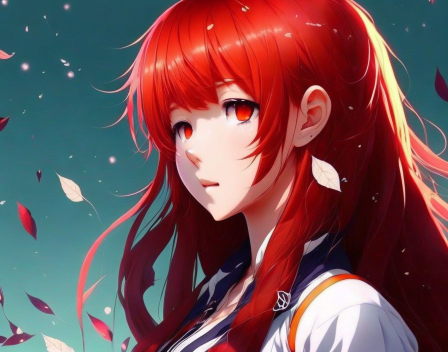 Red hair anime girl