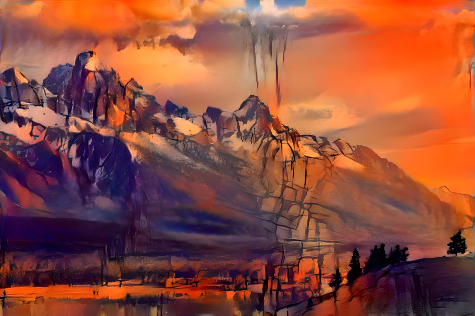 Mountain With Orange Sky
