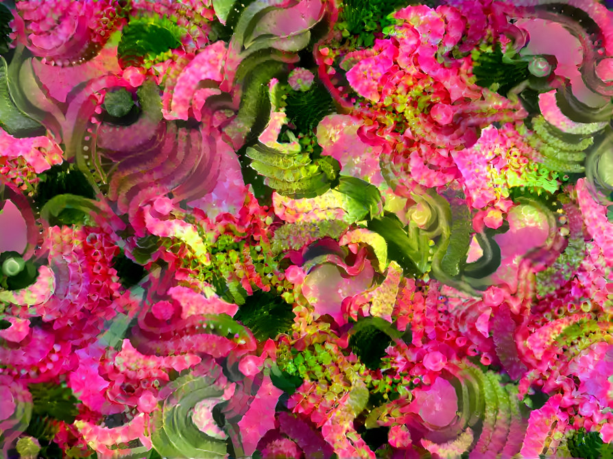 "Abstract in Pink and Green"
