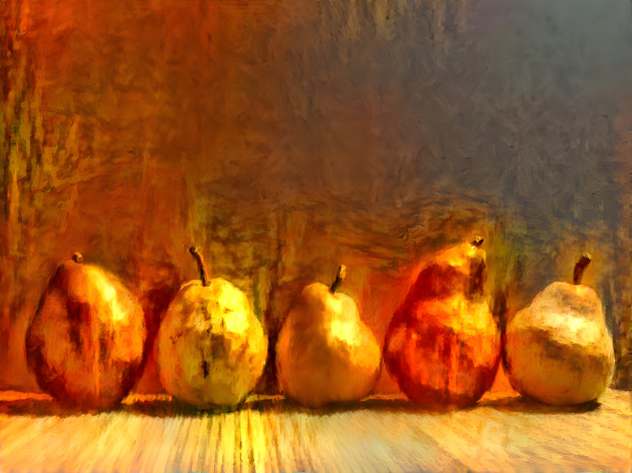 "Pears in Red and Gold"