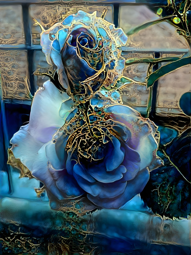 Blue Fillagree Rose