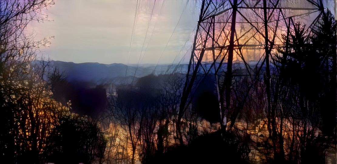 Dark Transmission Tower in Nature