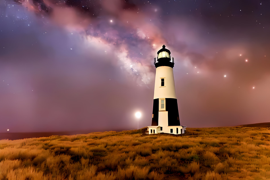 Fantasy Lighthouse and Milky Way