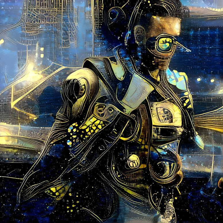 Scifi Man In Cyberpunk World
