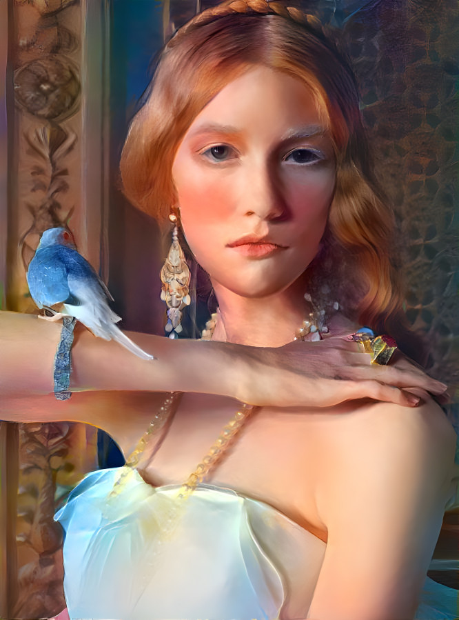 The Princess and her budgie ...