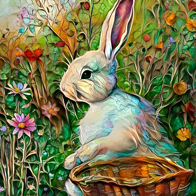 Peter Rabbit In A Flower Field by Dana Edwards