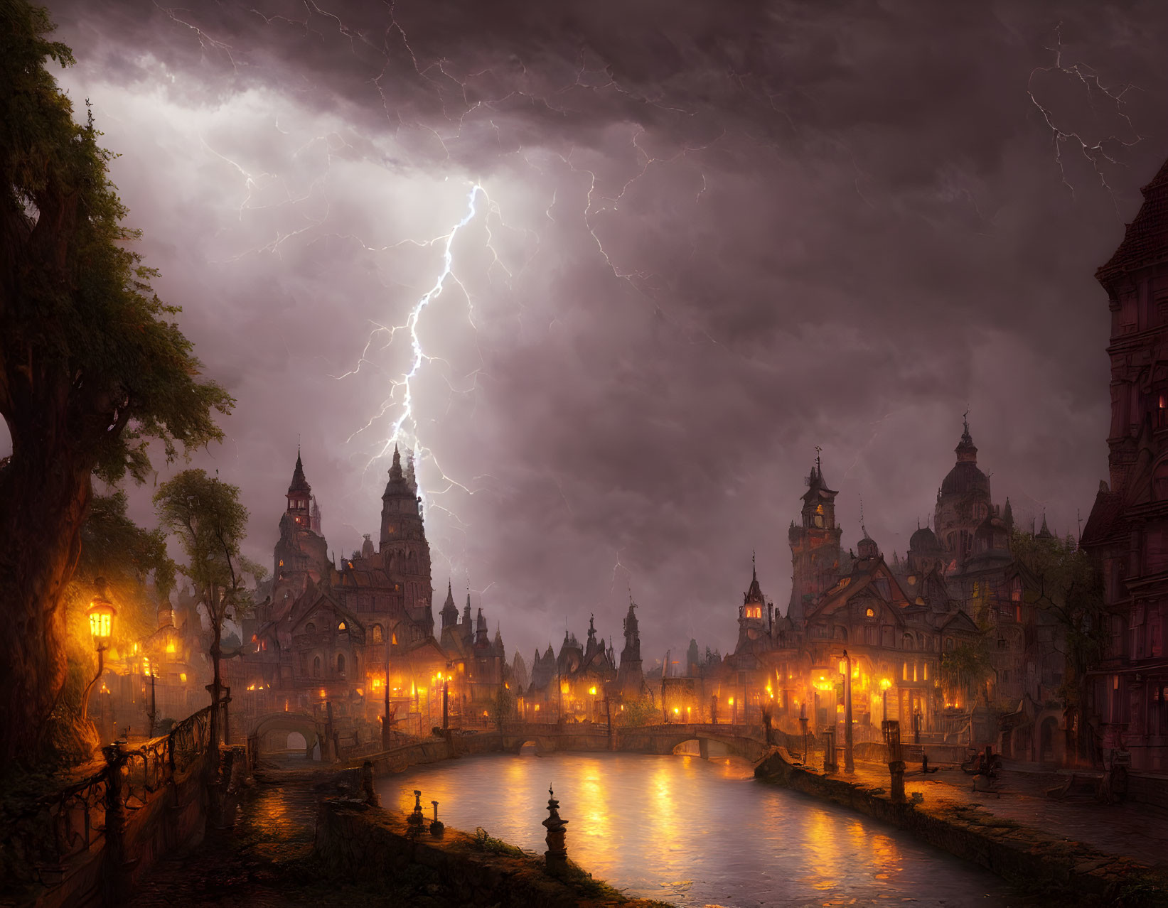 Lightning Storm in Old City 