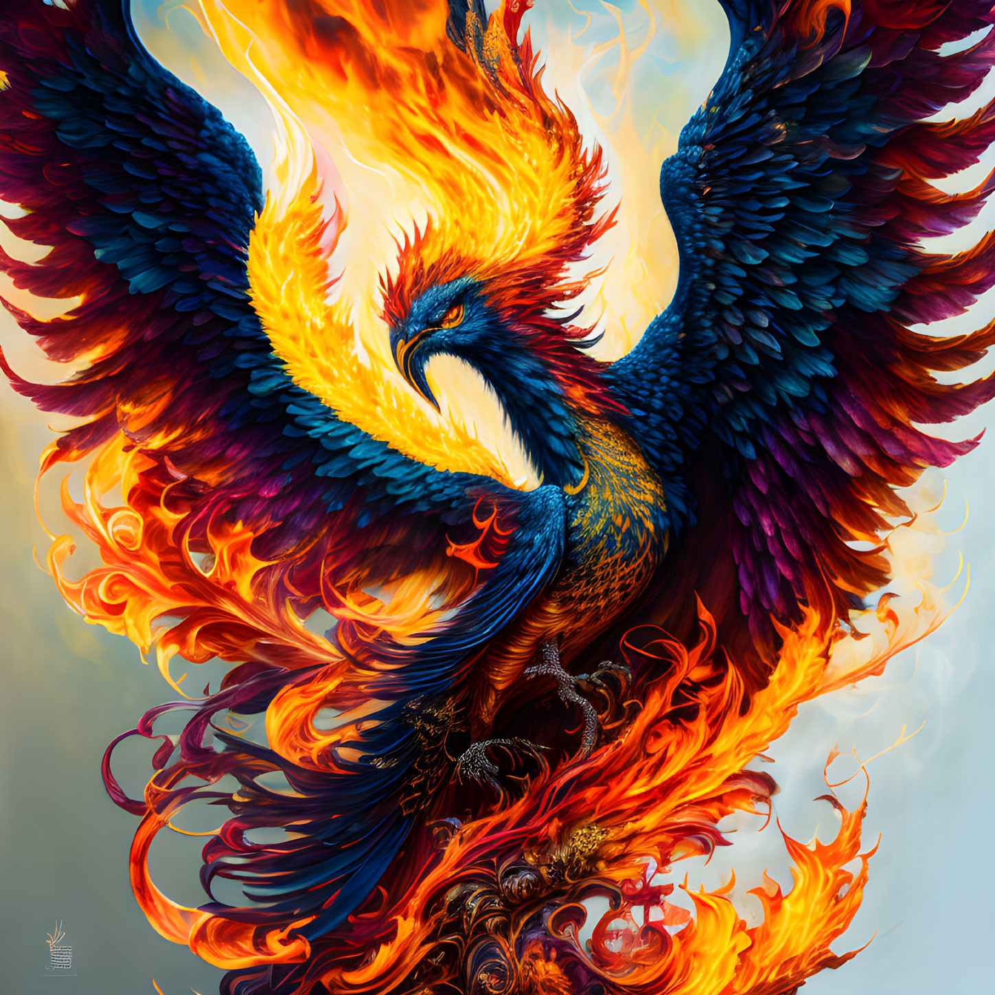 Colorful Phoenix Symbolizing Rebirth and Power