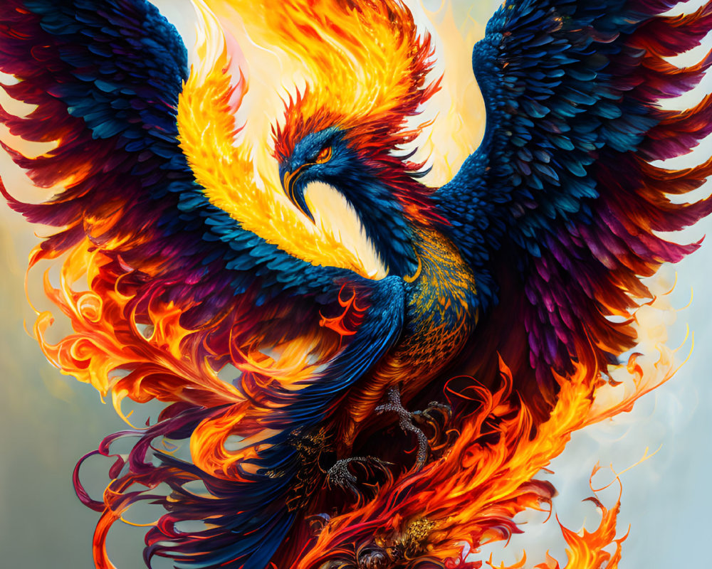 Colorful Phoenix Symbolizing Rebirth and Power