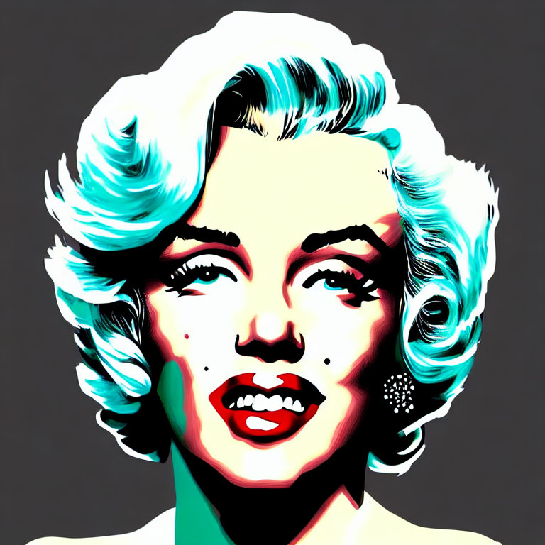 Platinum blonde hair portrait in pop art style