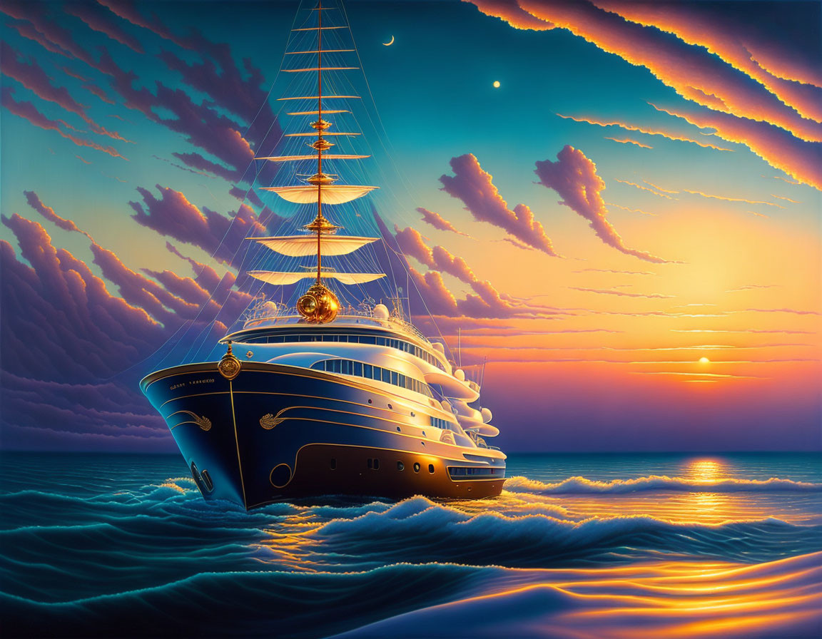 Yacht At Sunset 