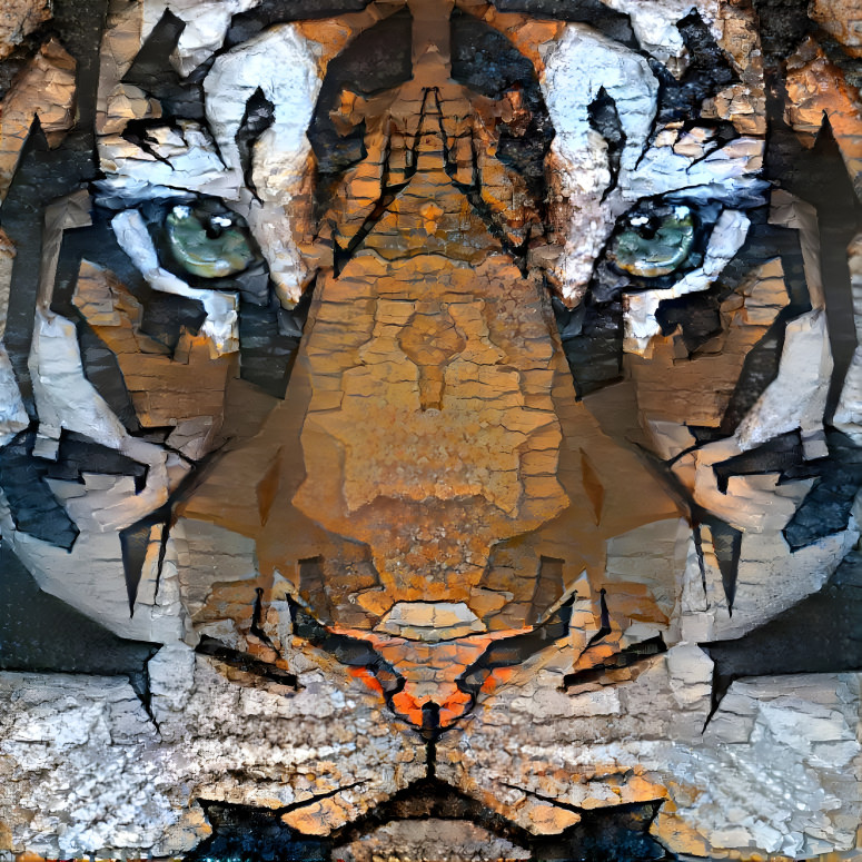 Tigre avec une bouche ouverte et des dents pointue