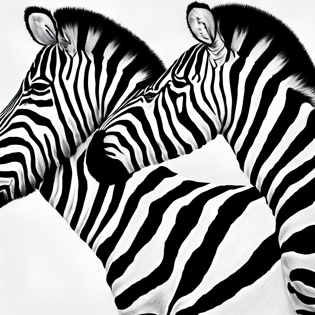 Two Zebras Close-Up with Contrasting Stripes