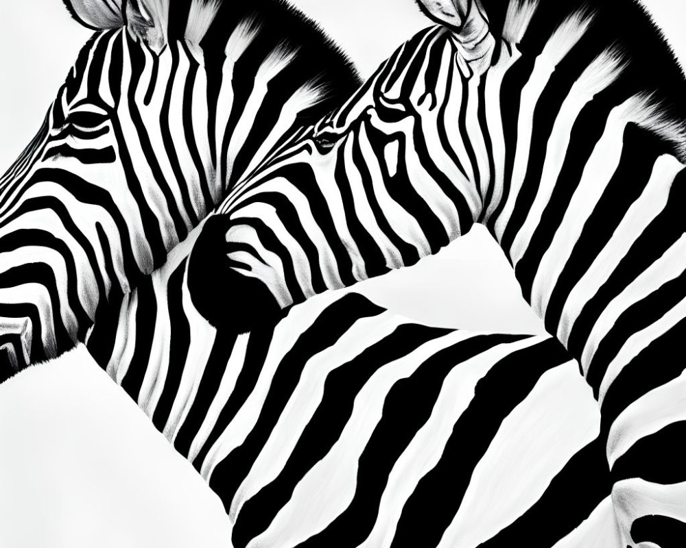 Two Zebras Close-Up with Contrasting Stripes