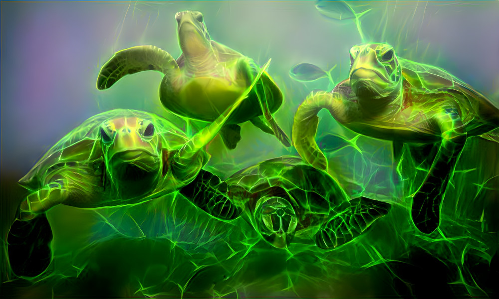turtles in green