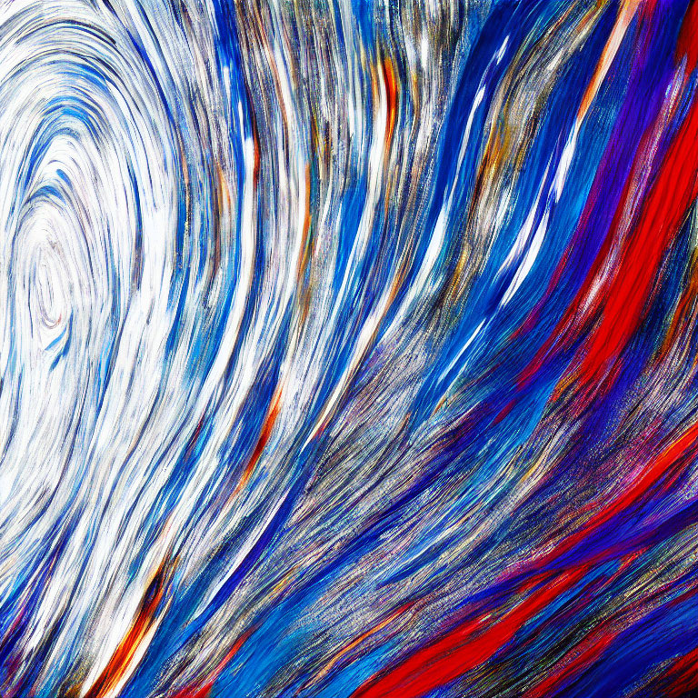 Colorful Abstract Swirls in Blue, Red, and White Pattern