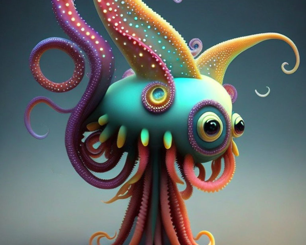 Colorful Cartoon Octopus Illustration with Vibrant Tentacles