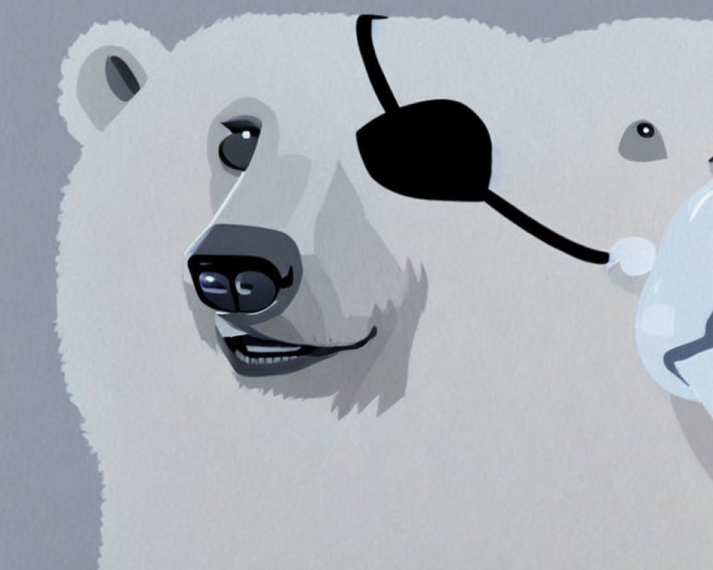 Modern Art Style Polar Bear Illustration with Eyepatch