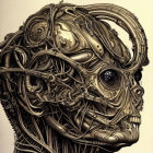Detailed Biomechanical Head Artwork with Metallic and Organic Elements