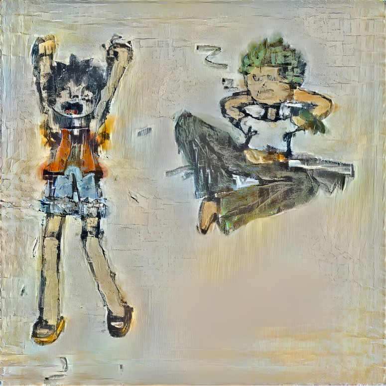 Luffy and Zoro painted old slyle