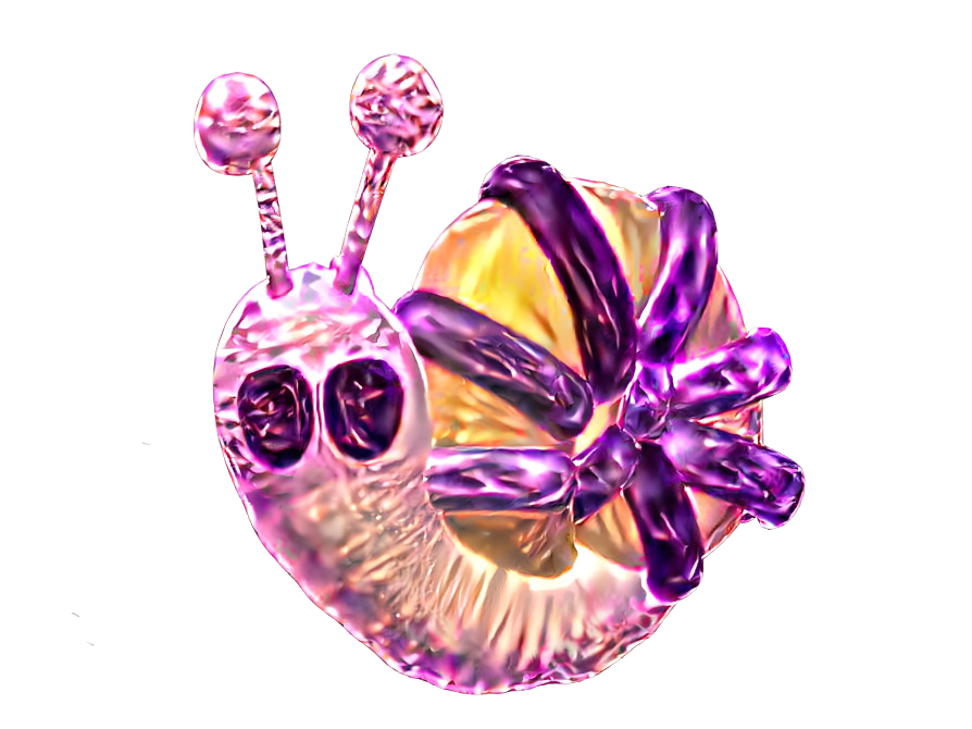 yellow snail rendered with crystals