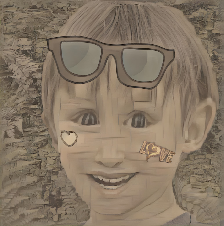 sunglasses boy on recycled paper
