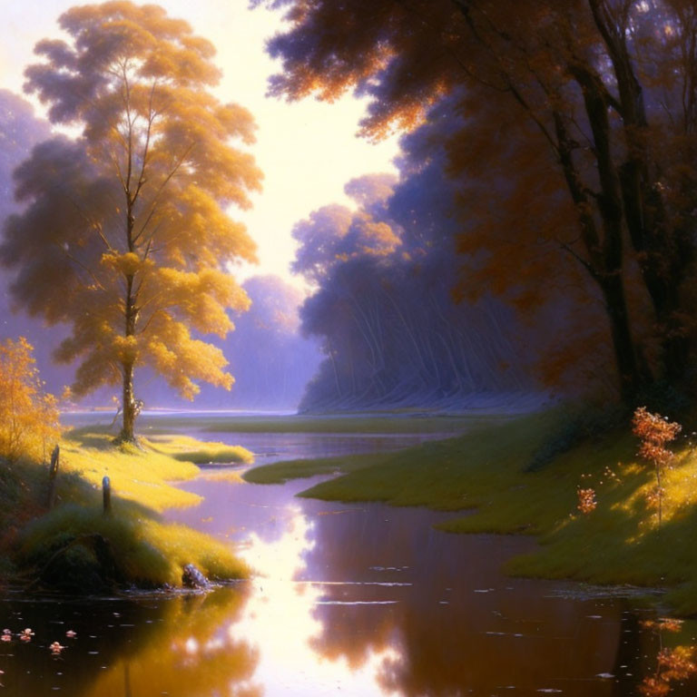 Tranquil Autumn Landscape with Reflective River