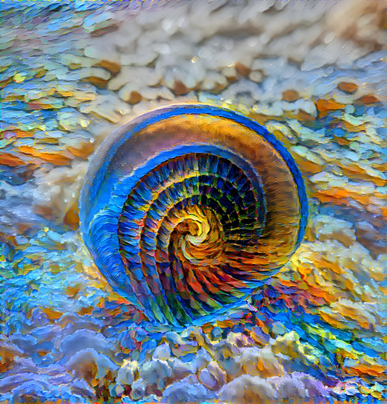 Colorful Swirly Gastropod Shell on the beach