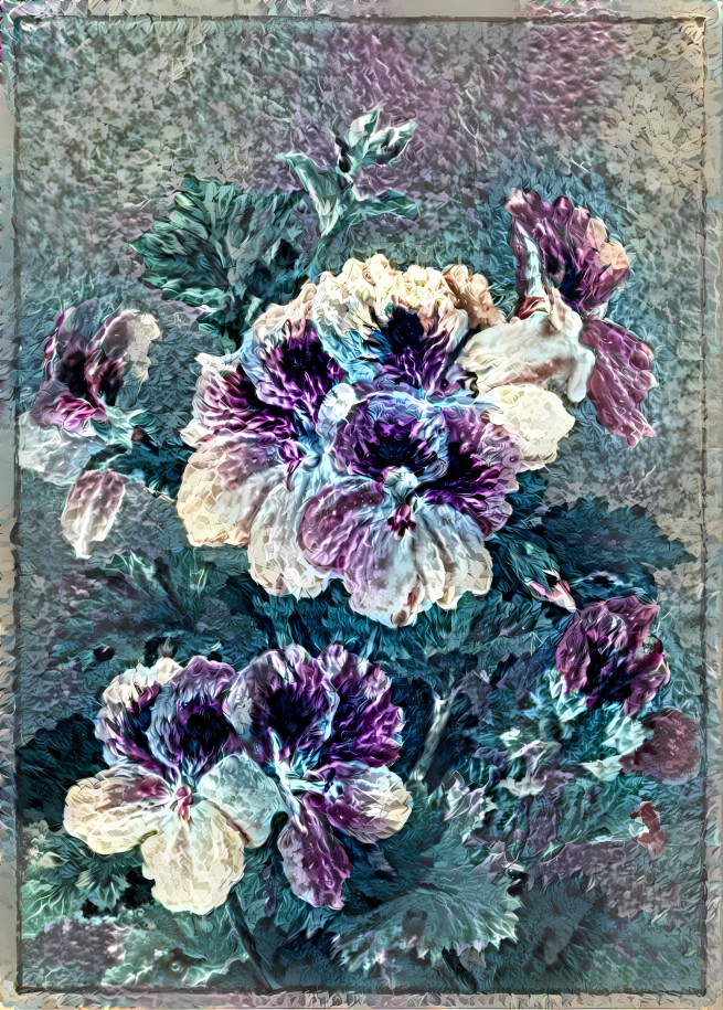 purple and white pansies